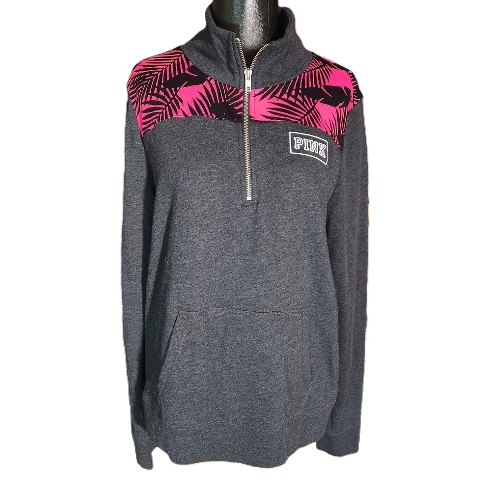 Pink Purple High Collar Graphic Sweatshirt Large